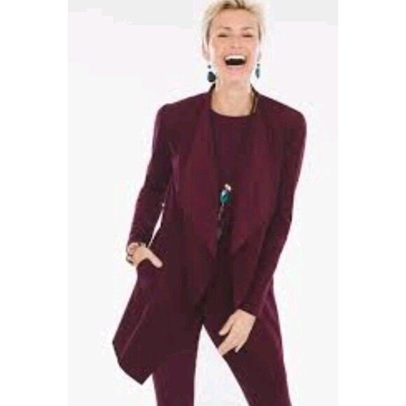 Chico's Faux Suede Overcoat Jacket Burgundy Size 20 / 22 - Picture 8 of 8